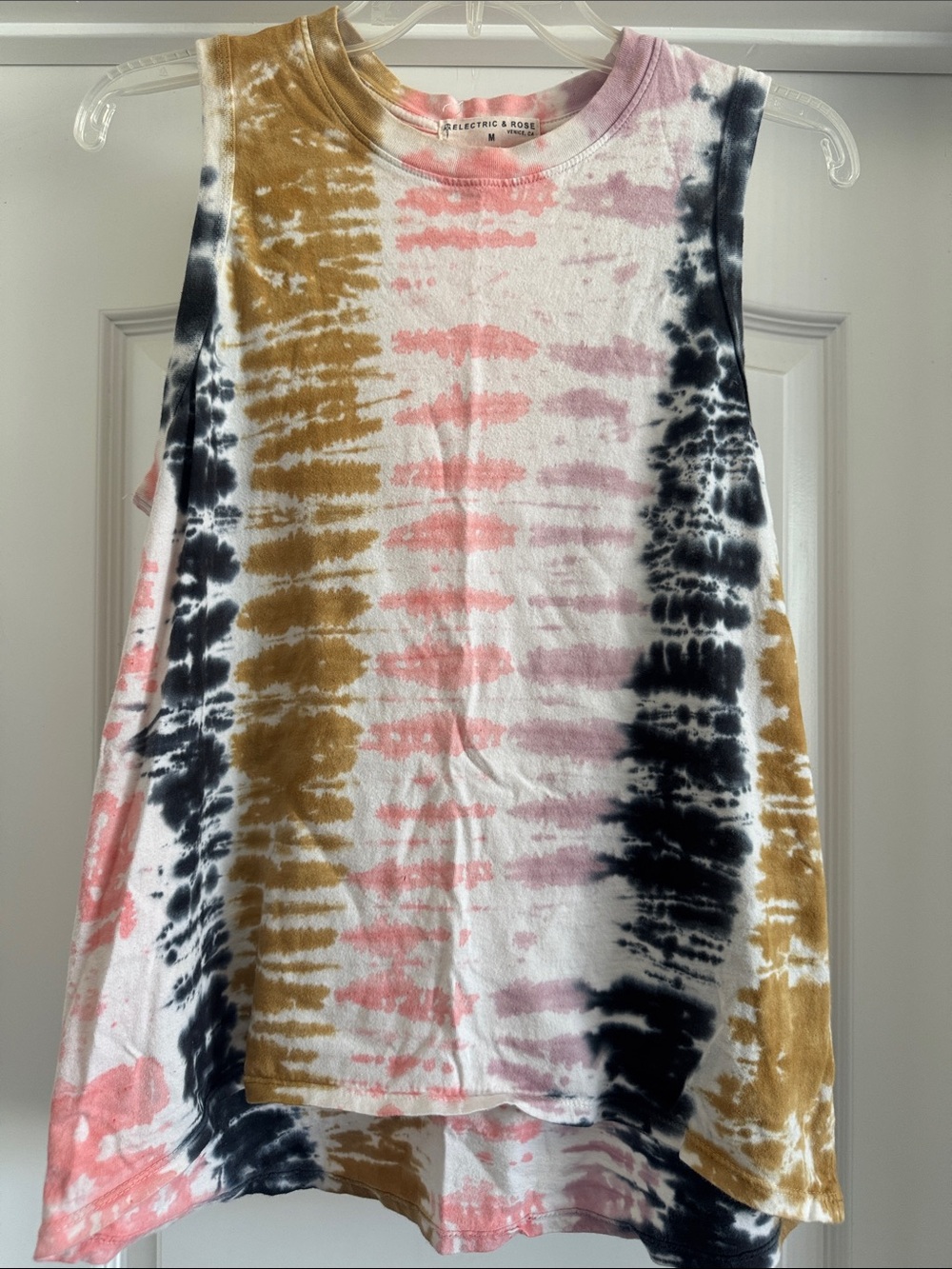 Electric & Rose Pink, Black & Gold Tie-Dye Muscle Tank